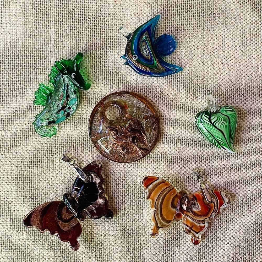 Hand-Blown Glass Necklace Pendants - BUNDLE